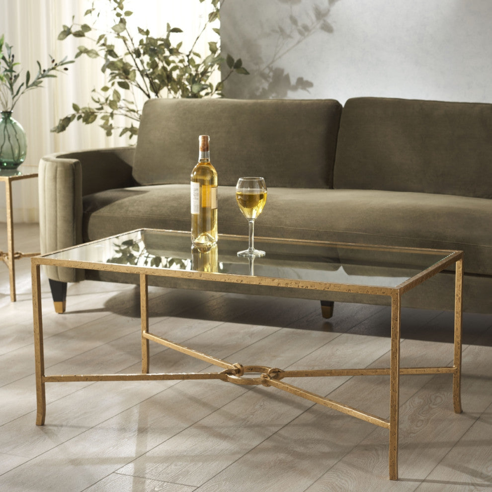 Safavieh Couture Tauri Metal Coffee Table, Brass/Clear