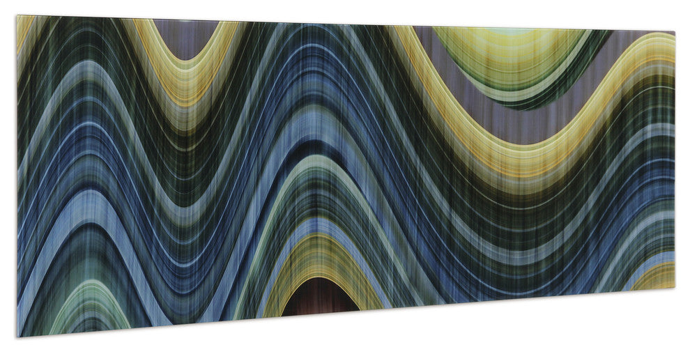 "Rumba 2" Abstract Wall Art on Frameless Free Floating Tempered Glass 63x24