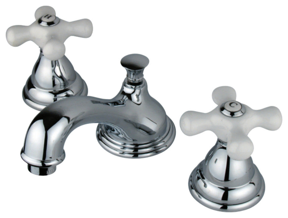 Kingston Brass Widespread Bathroom Faucet With Brass Pop-Up, Polished Chrome