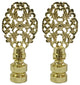 Royal Designs Oval Filigree Finial, Polished Brass, Set of 2