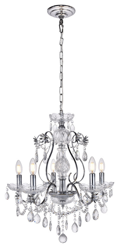 Voltaire Collection Chandelier, 22"x22" 5-Light, Chrome Finish