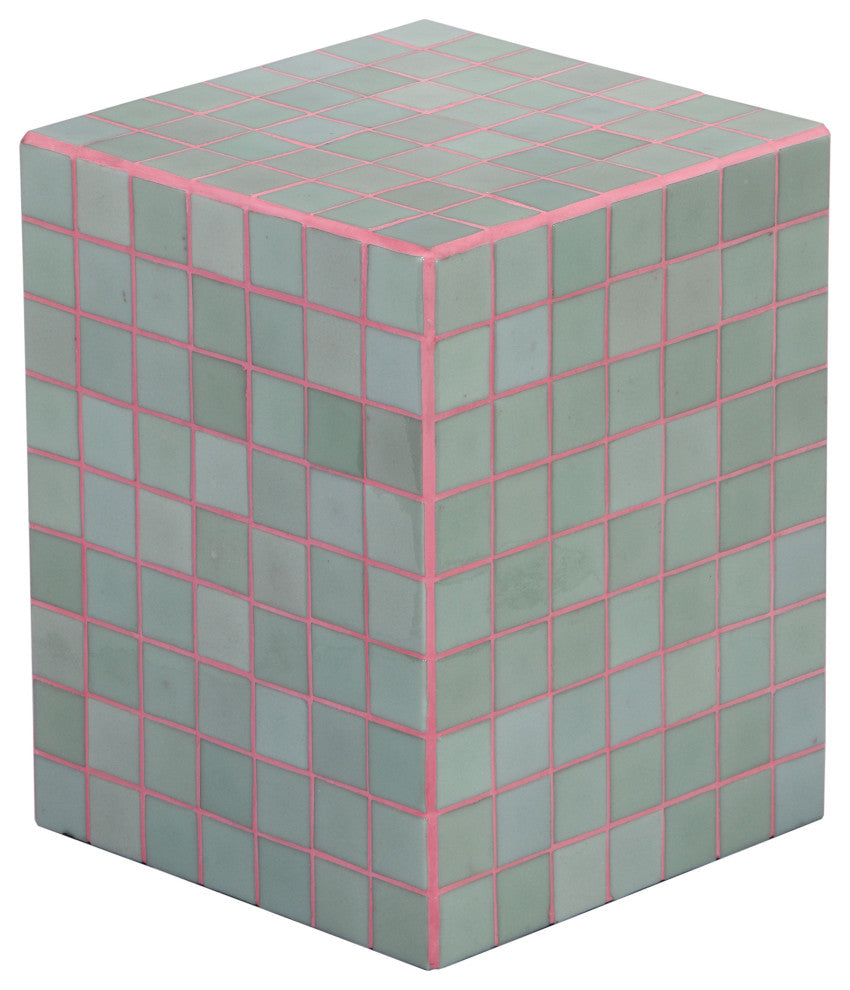Callista 18" Modern Bohemian Ceramic Tiled Rectangle End Table