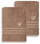 Denzi Bath Sheets With Monogrammed Letter, Set of 2, F