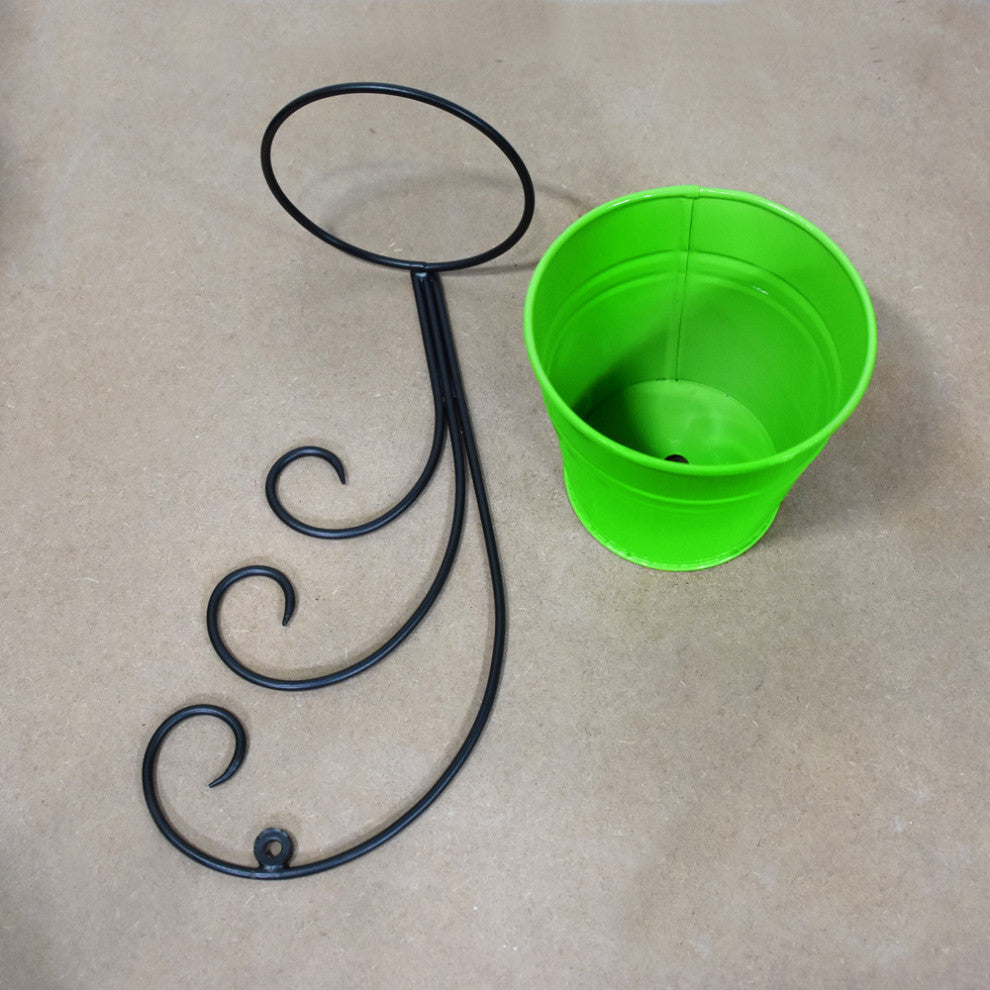 Handmade 100% Iron Round Modern Planters Pot, Green