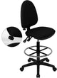 Mid-Back Black Fabric Drafting Chair with Adjustable Lumbar Support