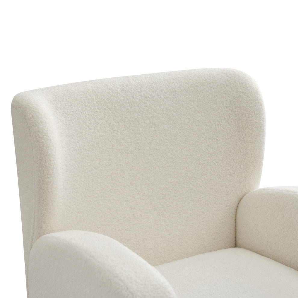 GDF Studio Modern Wingback Fabric Lounge Chair With Wood Legs, Beige