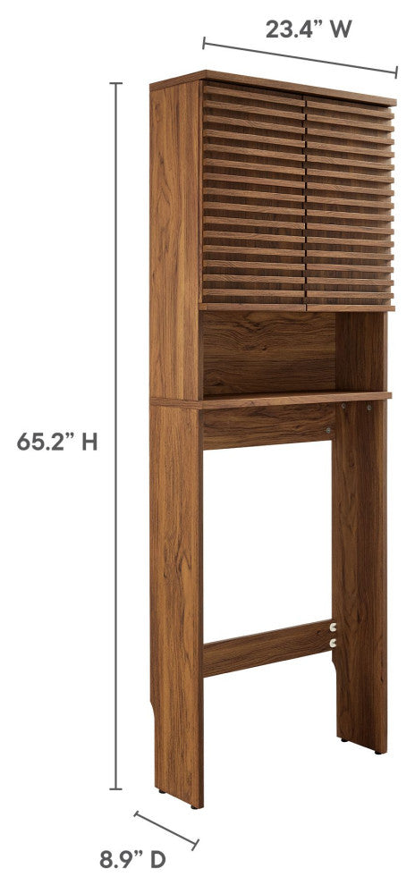 Render Over the Toilet Bathroom Storage Cabinet, Walnut