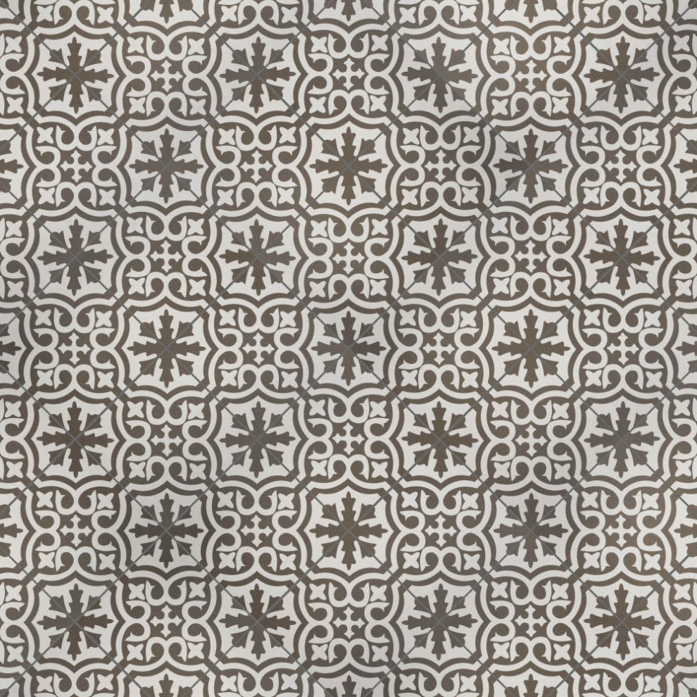 Berkeley Encaustic Ceramic Floor and Wall Tile, Charcoal Brown