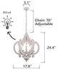 Cottage Chic Crown Wood Chandelier, 6 Light, Distressed White