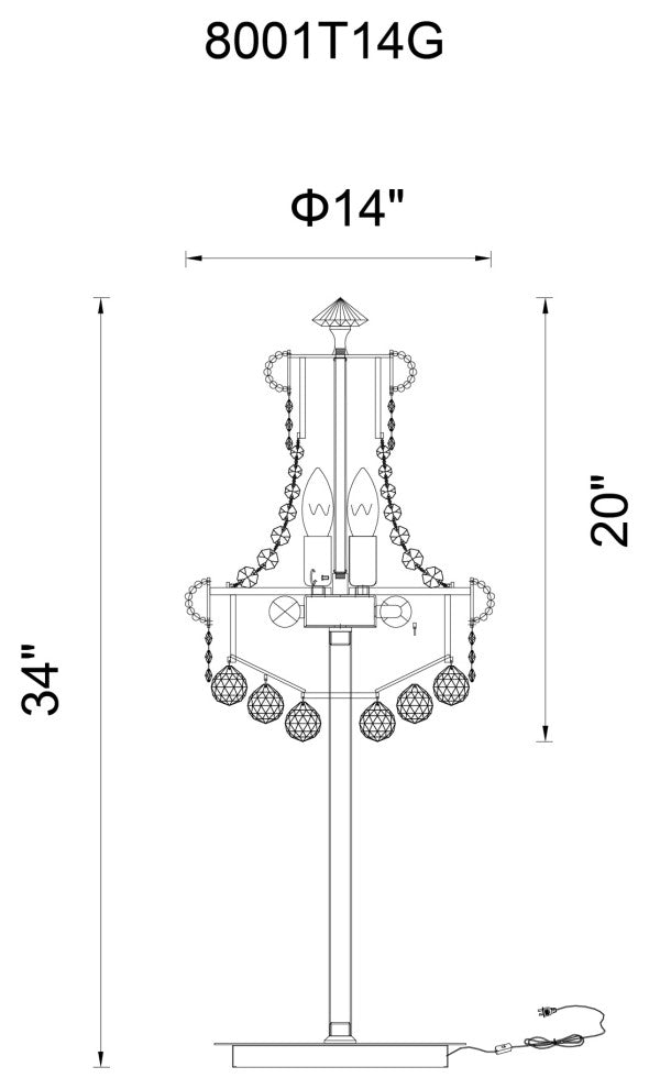 Empire 6 Light Table Lamp With Chrome Finish