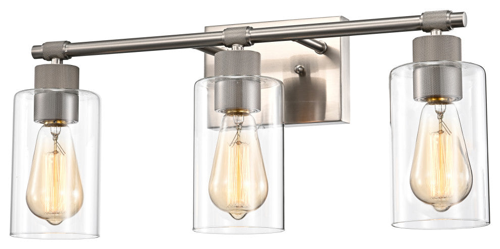 CHLOE Lighting Mercy Contemporary 3-Light Brushed Nickel Bath Vanity Fixture