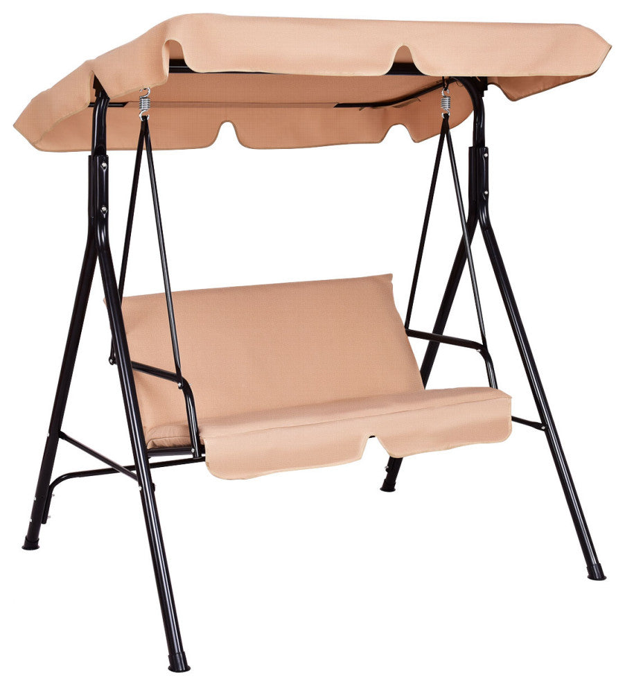 Costway Loveseat Patio Canopy Swing Hammock Cushioned Steel Frame Outdoor