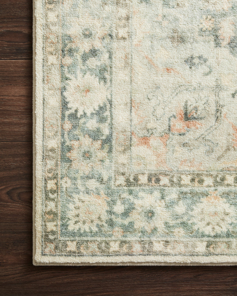 Loloi II Rosette Teal Ivory Plush Area Rug, 3'-3" X 5'-3"