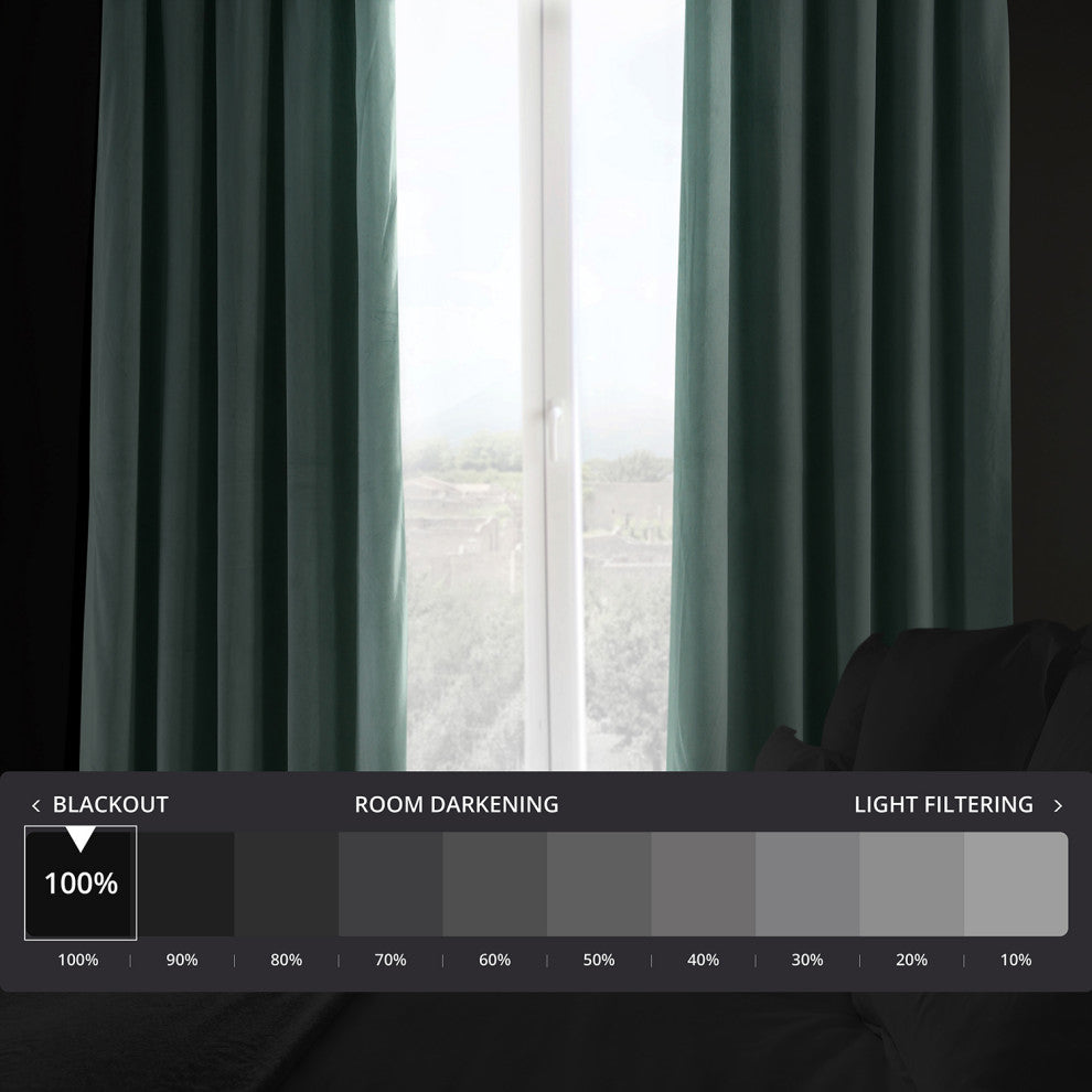 Signature Aqua Mist Blackout Velvet Curtain Single Panel, 50"x120"