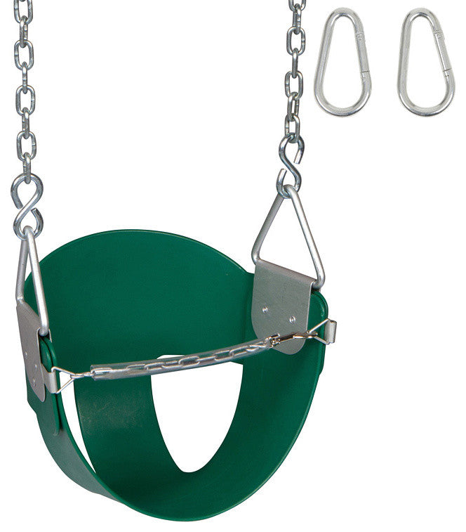High-Back Half-Bucket Swing Seat With Chains and Hooks, Green