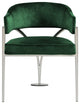 Madelyn Upholstered Dining Chair, Set of 2, Green, Velvet, Silver Finish