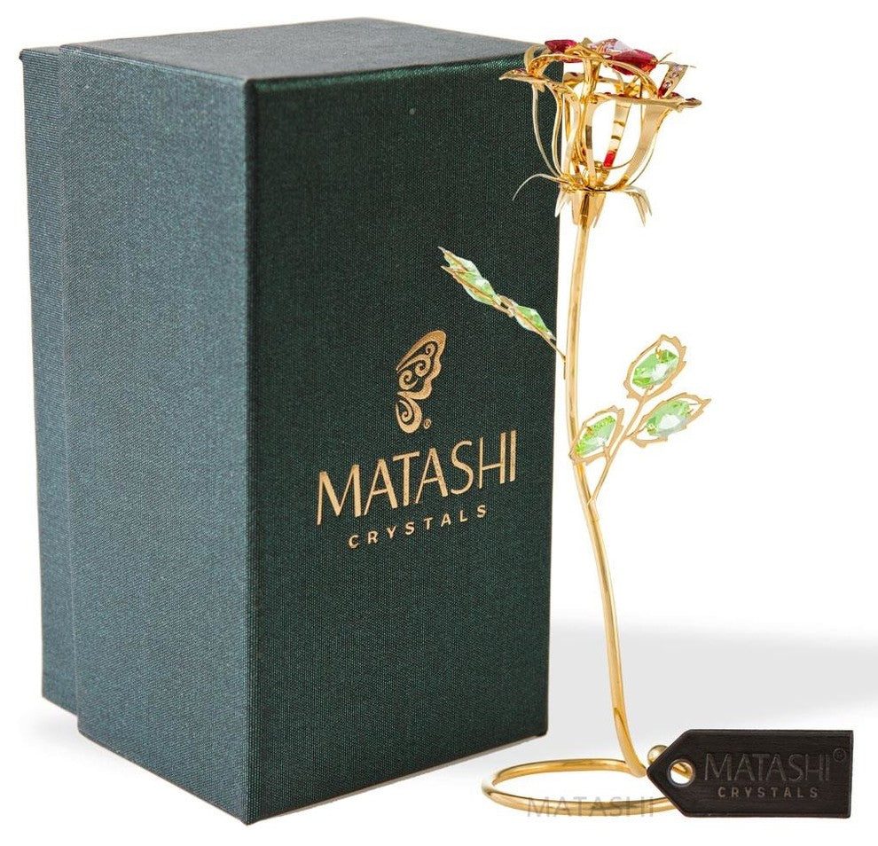 24K Gold Plated Rose Flower Tabletop Ornament