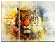 "Mighty Tiger With Mystic Face" Digital Metal Wall Art, 3 Panels, 36"x28"