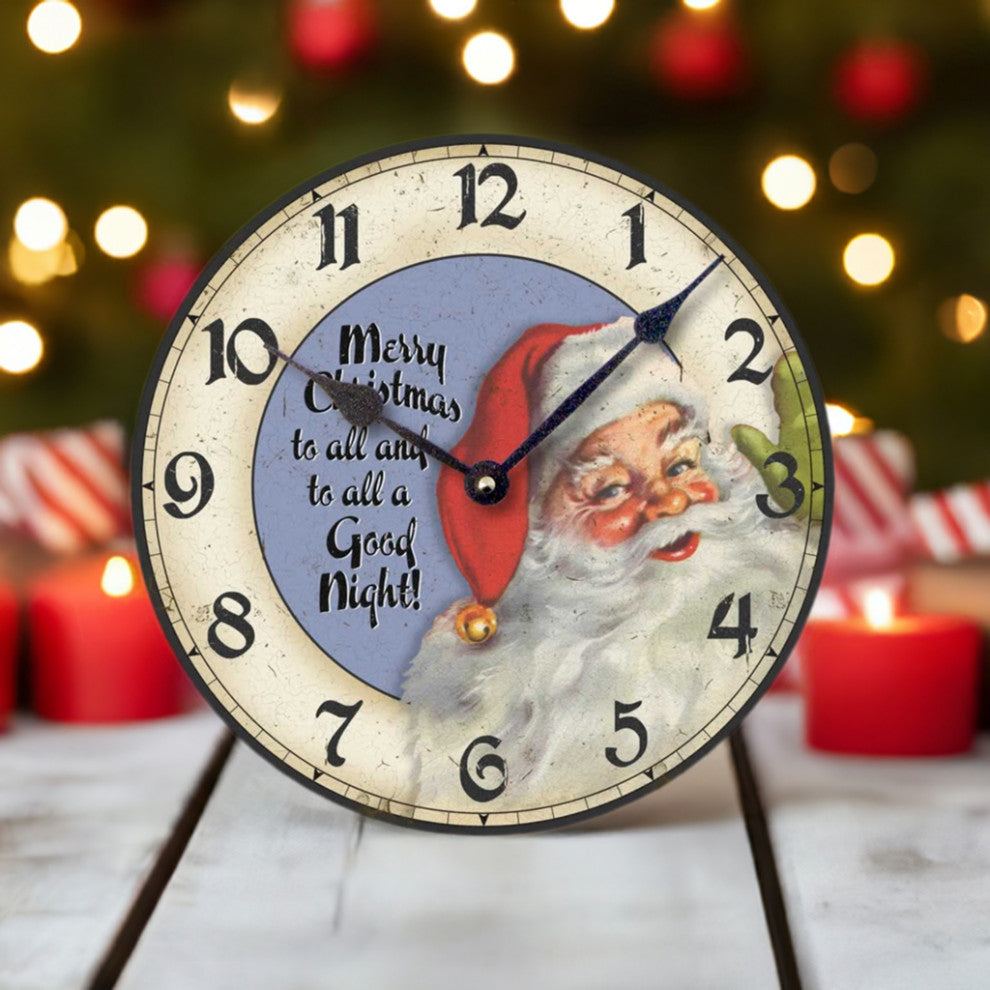 Vintage-Style Retro Santa Claus Christmas Clock