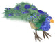 Colorful Regal Peacock Bird With Closed Tail Feathers Decoration, Green, 13"