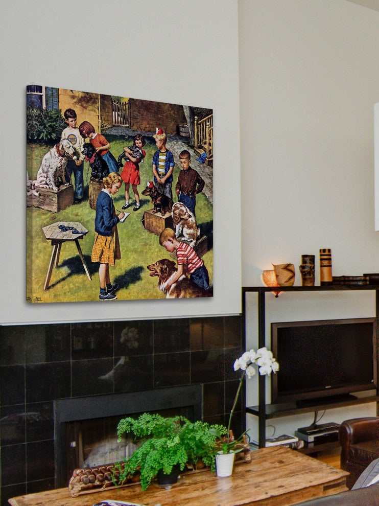 "Backyard Dog Show" Painting Print on Canvas by Amos Sewell