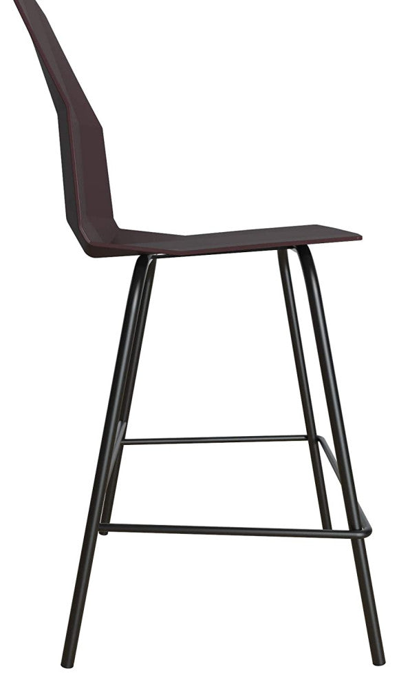 Deep Plum with Black Metal Base Counter Stool