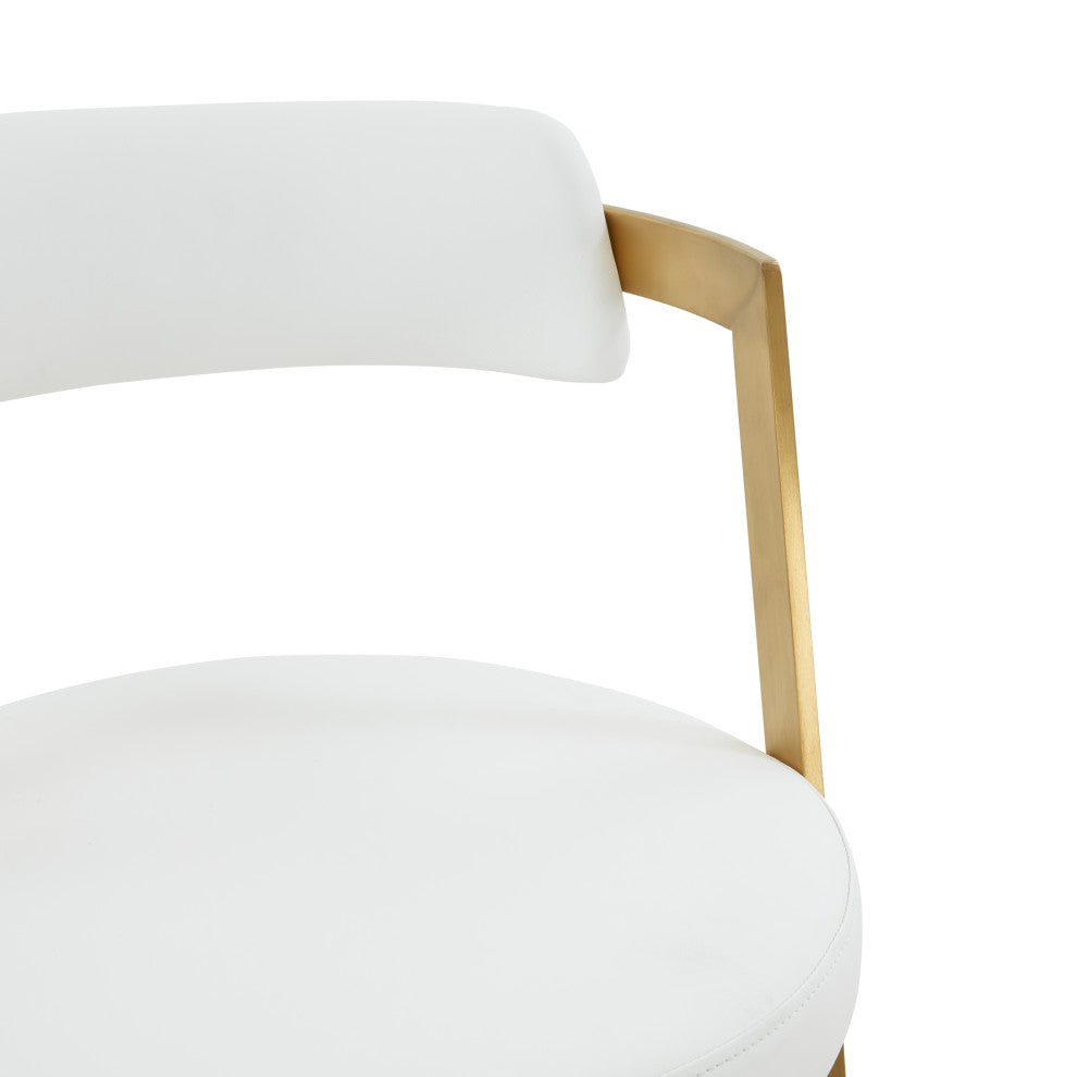 Modrest Shandra White PU and Gold Counter Stool