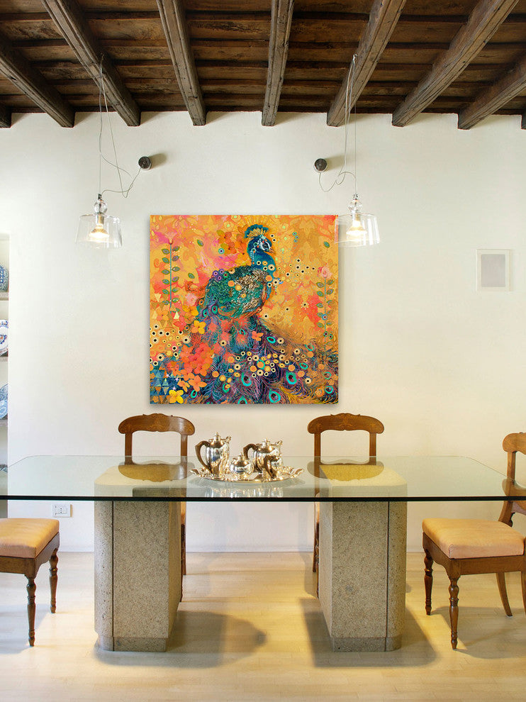 "AfriKarma Peacock" Painting Print on Canvas by Evelia