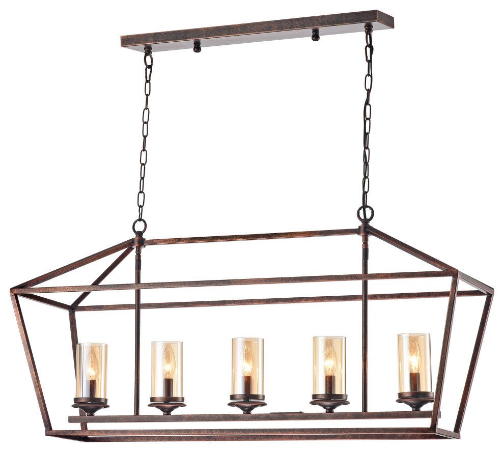Tillia Modern Black Brushed Gold 5-Light Chandelier