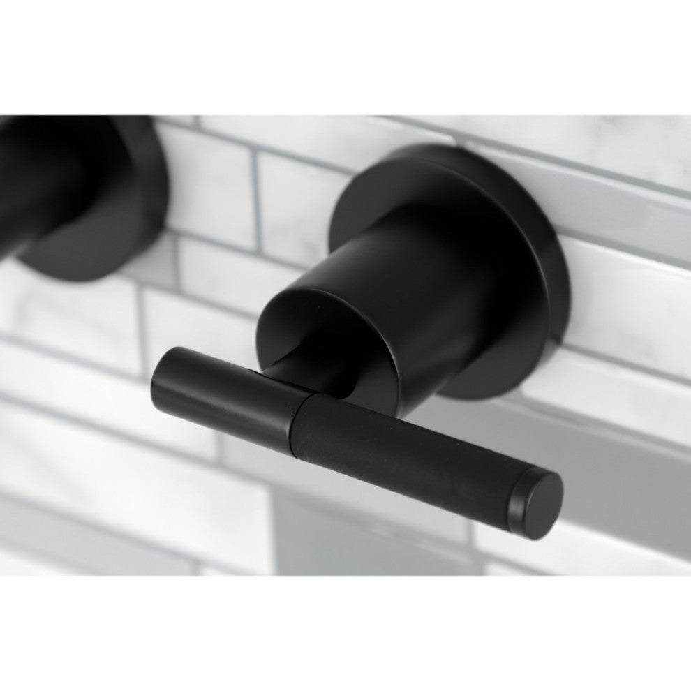 Kingston Brass KS8120CKL Two-Handle Wall Mount Bathroom Faucet, Matte Black