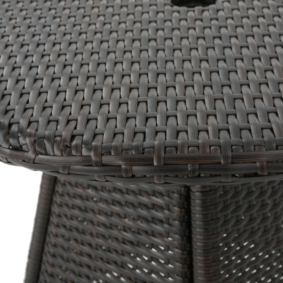 GDF Studio 3-Piece Hennry Outdoor Wicker Round Bistro Set With Cushions