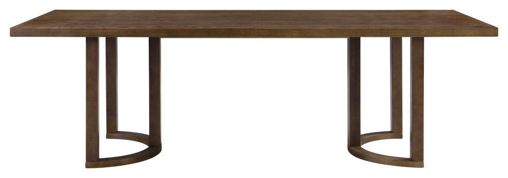 GDF Studio 95" Rubberwood Dining Table With U-Shaped Legs, Walnut