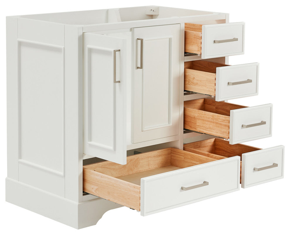 Ariel Stafford 36" Single Left Offset Sink Bathroom Vanity Base, White