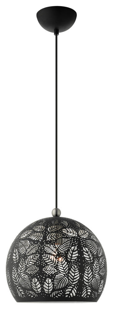 Livex Lighting Chantilly 1 Light Black With Brushed Nickel Accents Small Pendant