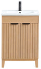 Palos Bathroom Vanity, Fir Wood Brown, 24", Ceramic Top, No Mirror