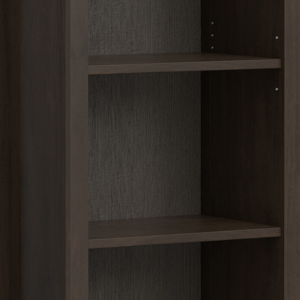 Amherst Solid Wood 24" 5 Shelf Bookcase, Hickory Brown