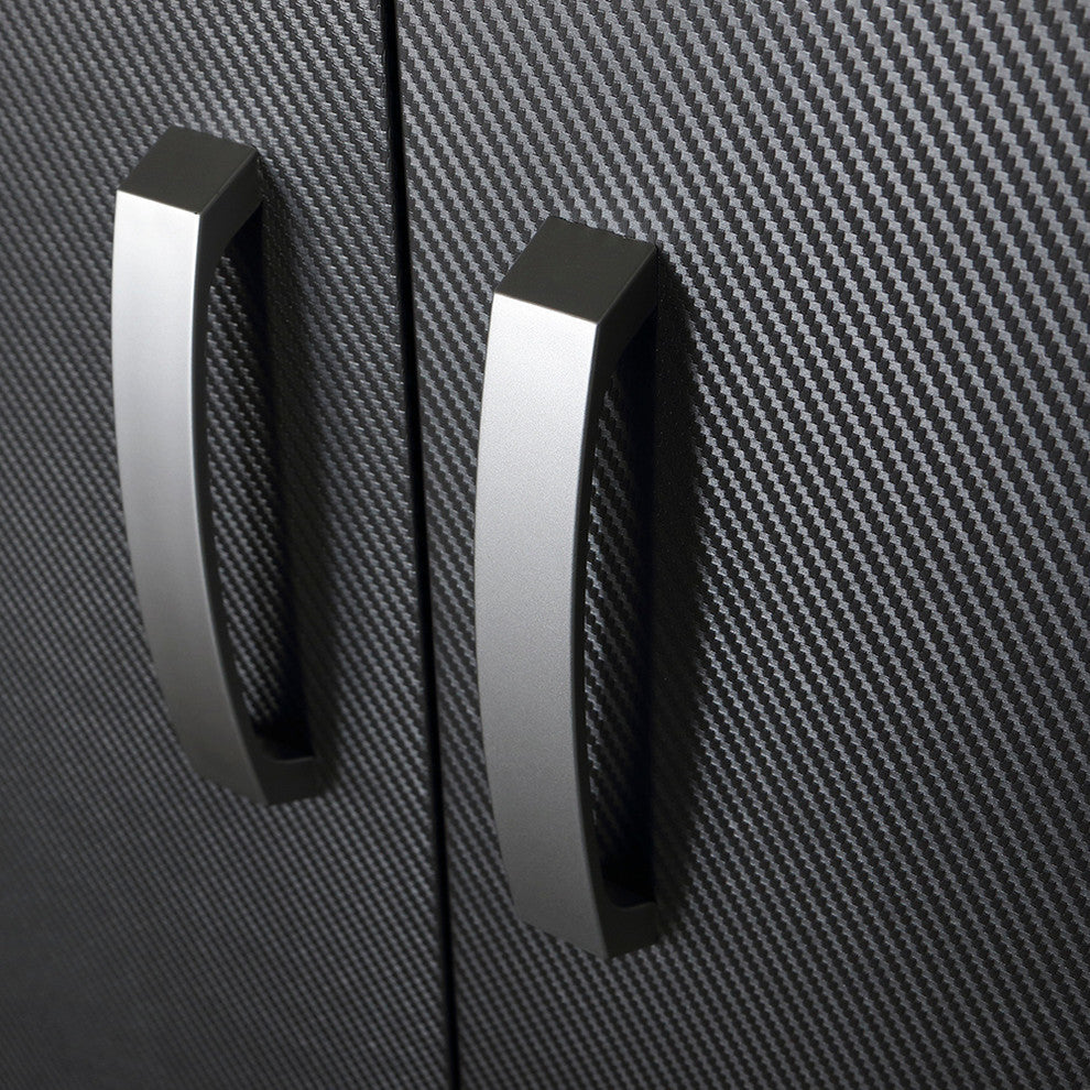 6 Piece Jumbo Cabinet Storage System, White/Silver Carbon Fiber