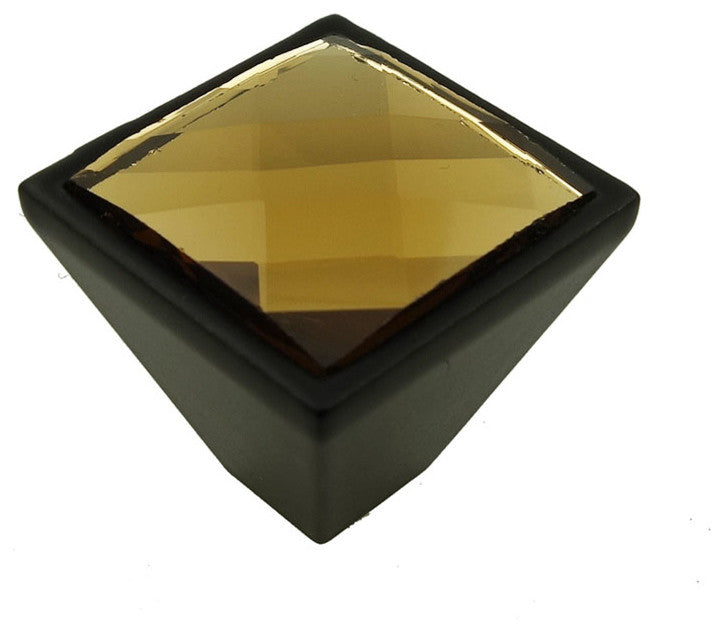 MultiFaceted Champagne Gold Black Metal Square Frustum Knob