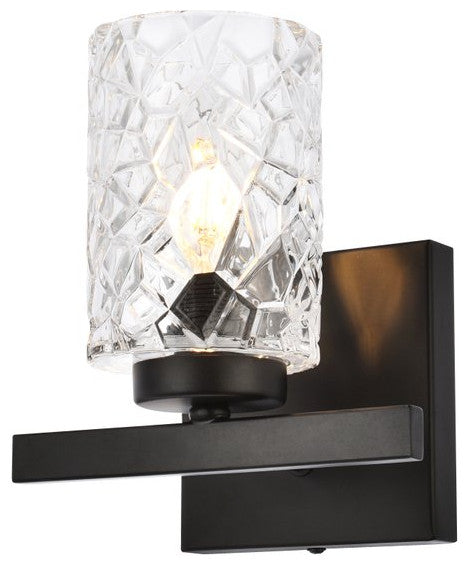 Conor 1-Light Bath Sconce, Black With Clear Shade