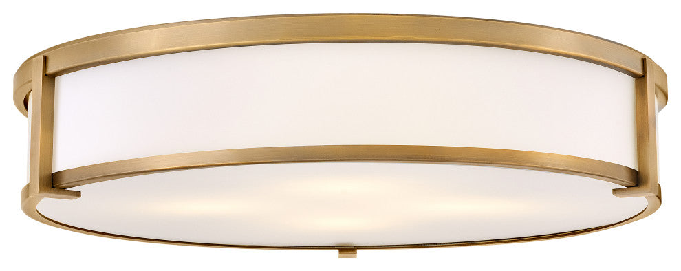 Hinkley 24" Lowell Lg Flush Mount Ceiling Light, Brushed Bronze + Etched Opal