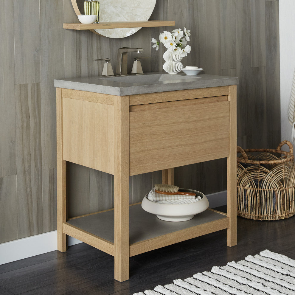 Palomar Vanity Top and Integral Sink, Ash, 30", 8" Widespread Cutout
