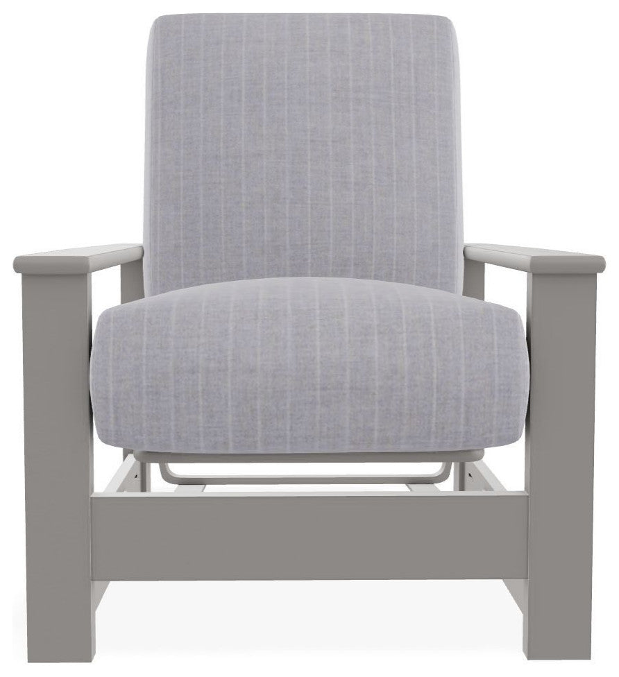 Leeward Deep Seat Outdoor Armchair with Hidden Motion, Ticking Fog/Warm Gray