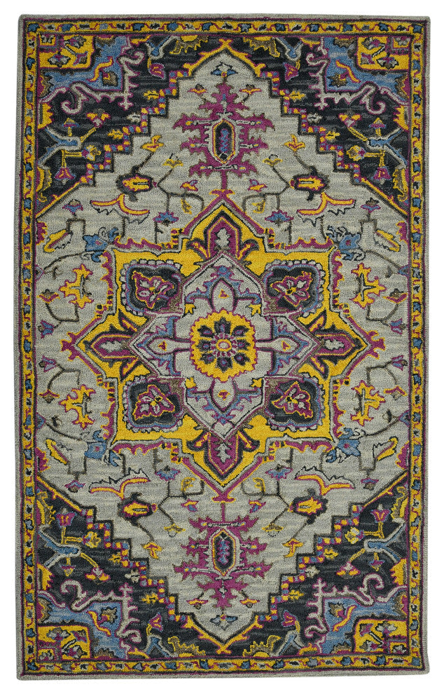 Boho Evreux Area Rug, Yellow, 5' x 8', Medallion
