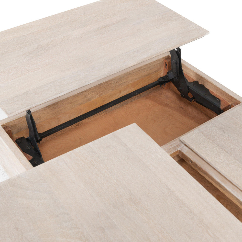 Rocklin Mango Wood Lift Top Coffee Table, White