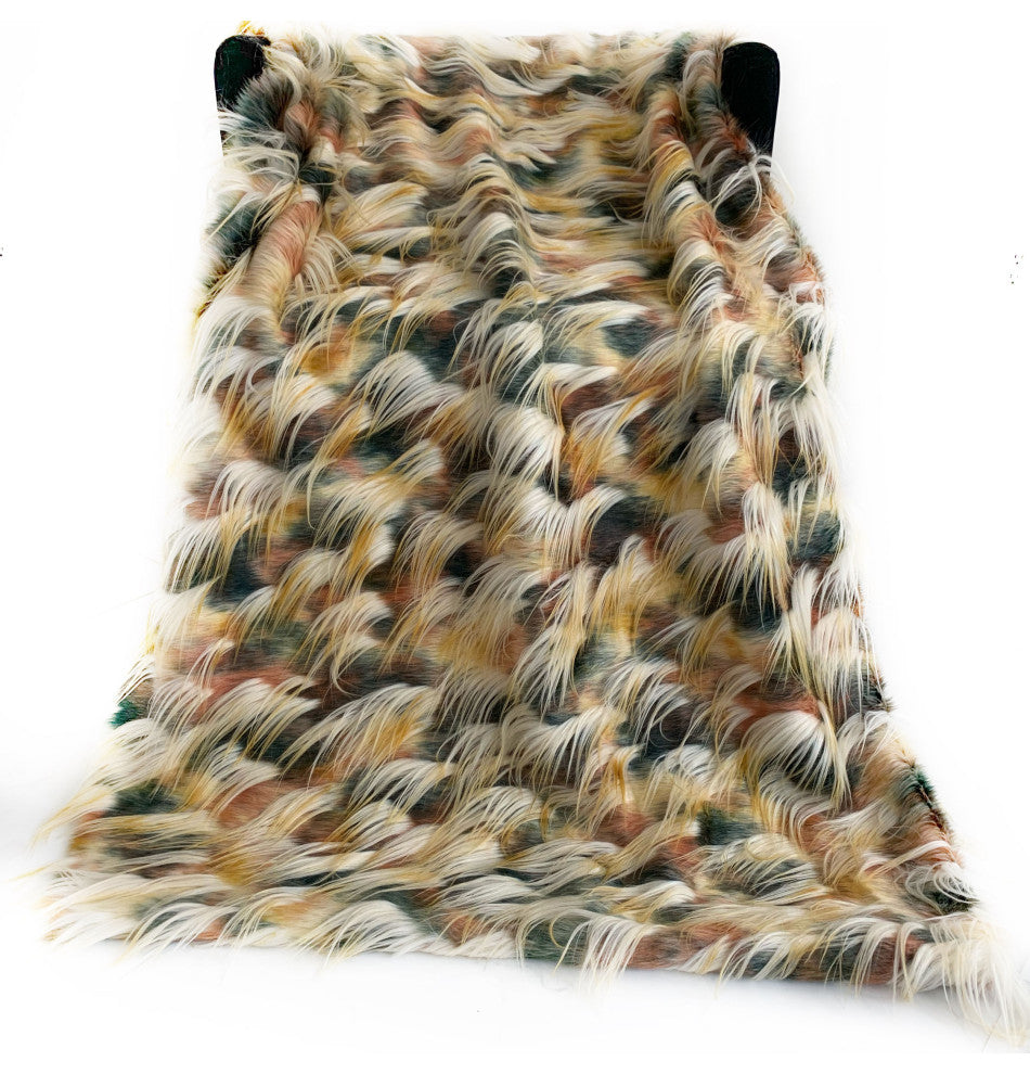 Plutus Multi-Color Fancy Feather Faux Fur Luxury Throw Blanket, 102"x116"