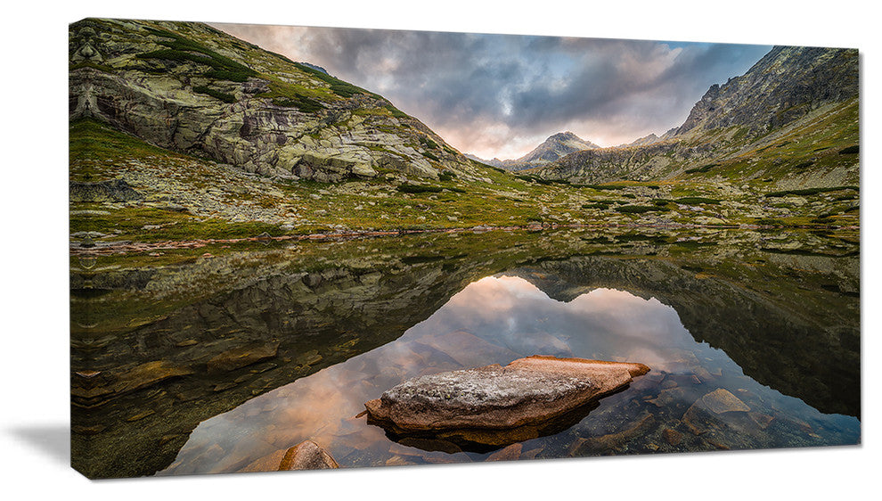 "Mountain Lake Over Skok Waterfall" Wall Art, 60"x28", 1 Panel