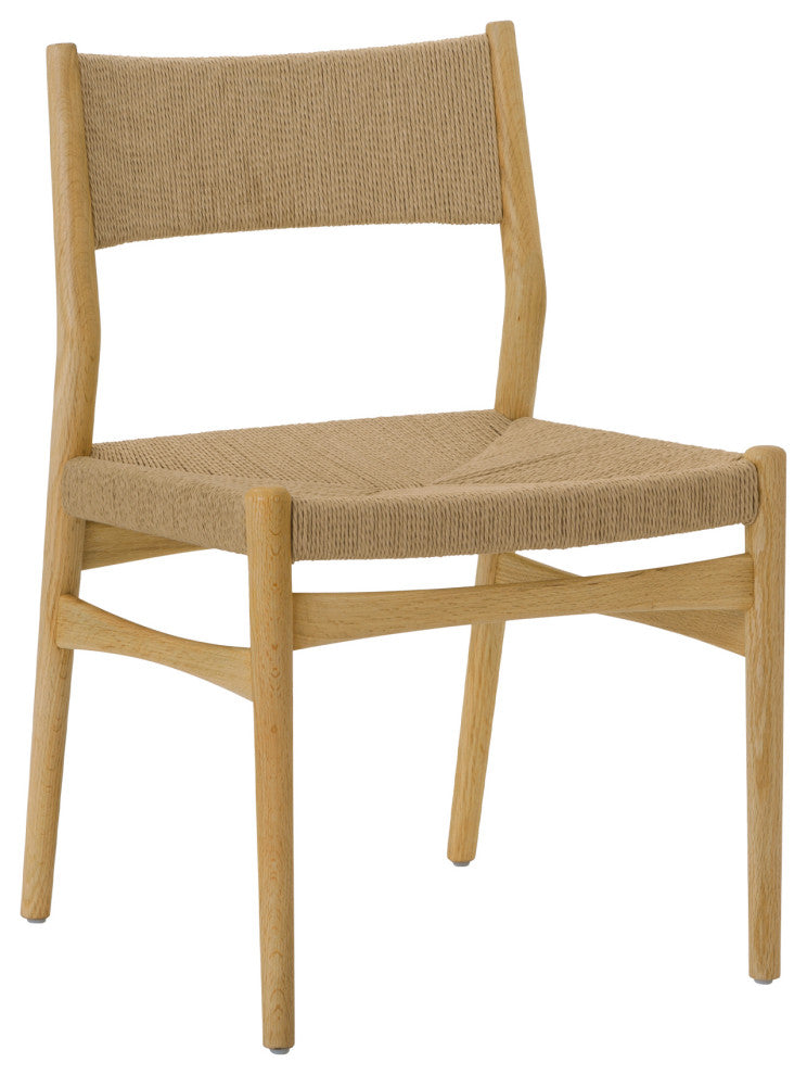 Erie, Woven Paper Cord and Oak Wood, Dining Chairs, 18", Set of 2