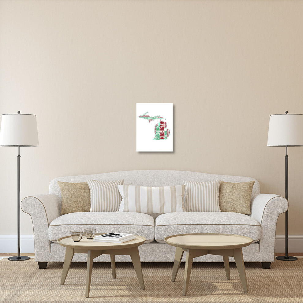 "Michigan Word Cloud Map" Fine Art Print