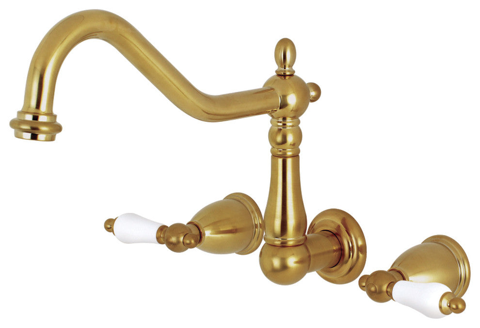 Kingston Brass Wall Mount Tub Faucet, Brushed Brass