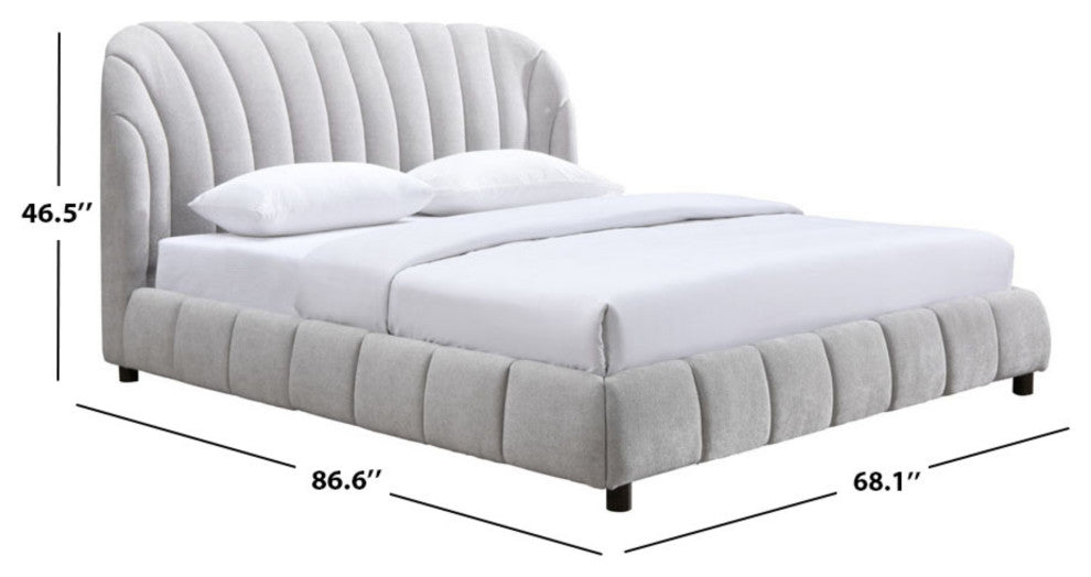 Safavieh Couture Tillie Channel Tufted Bed, Walnut/Light Grey, Queen